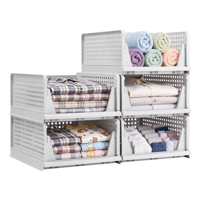 Artiss 5 Pack Stackable Plastic Storage Foldable Closet Organizers