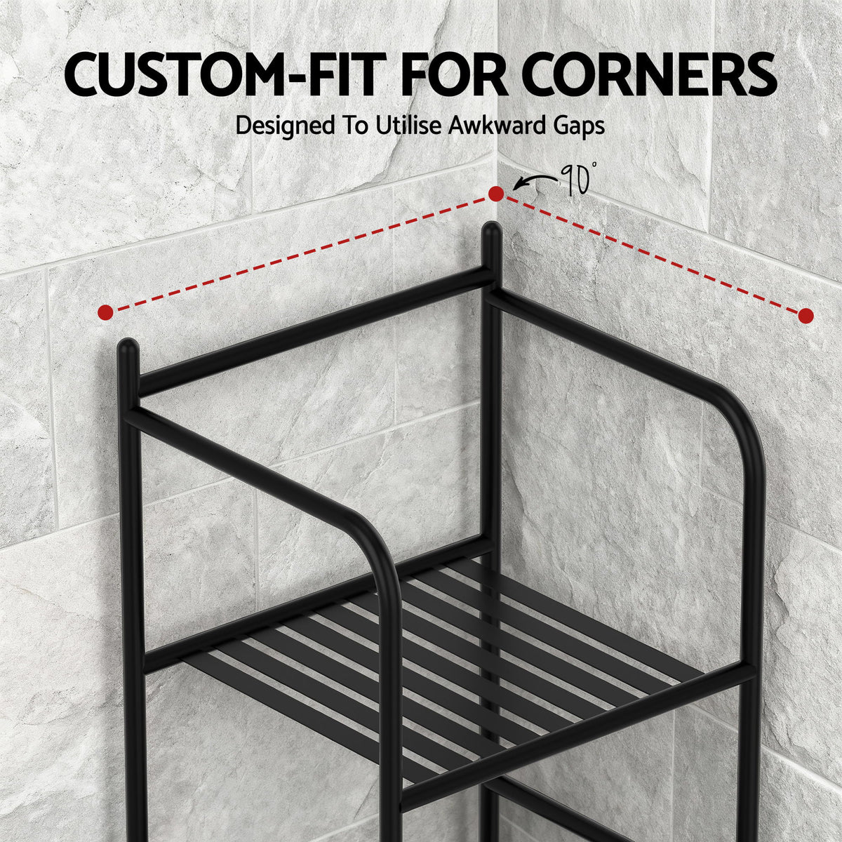 Artiss 5 Tier Floor Standing Corner Shower Caddy Bathroom Organizer Black