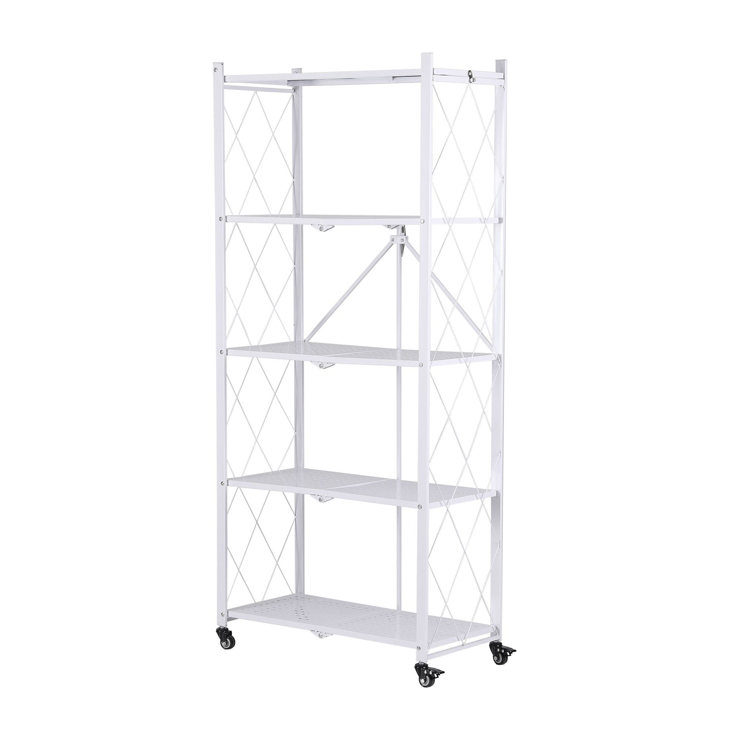Artiss 5-Tier Foldable Kitchen Bakers Rack 71x160cm Microwave Stand White
