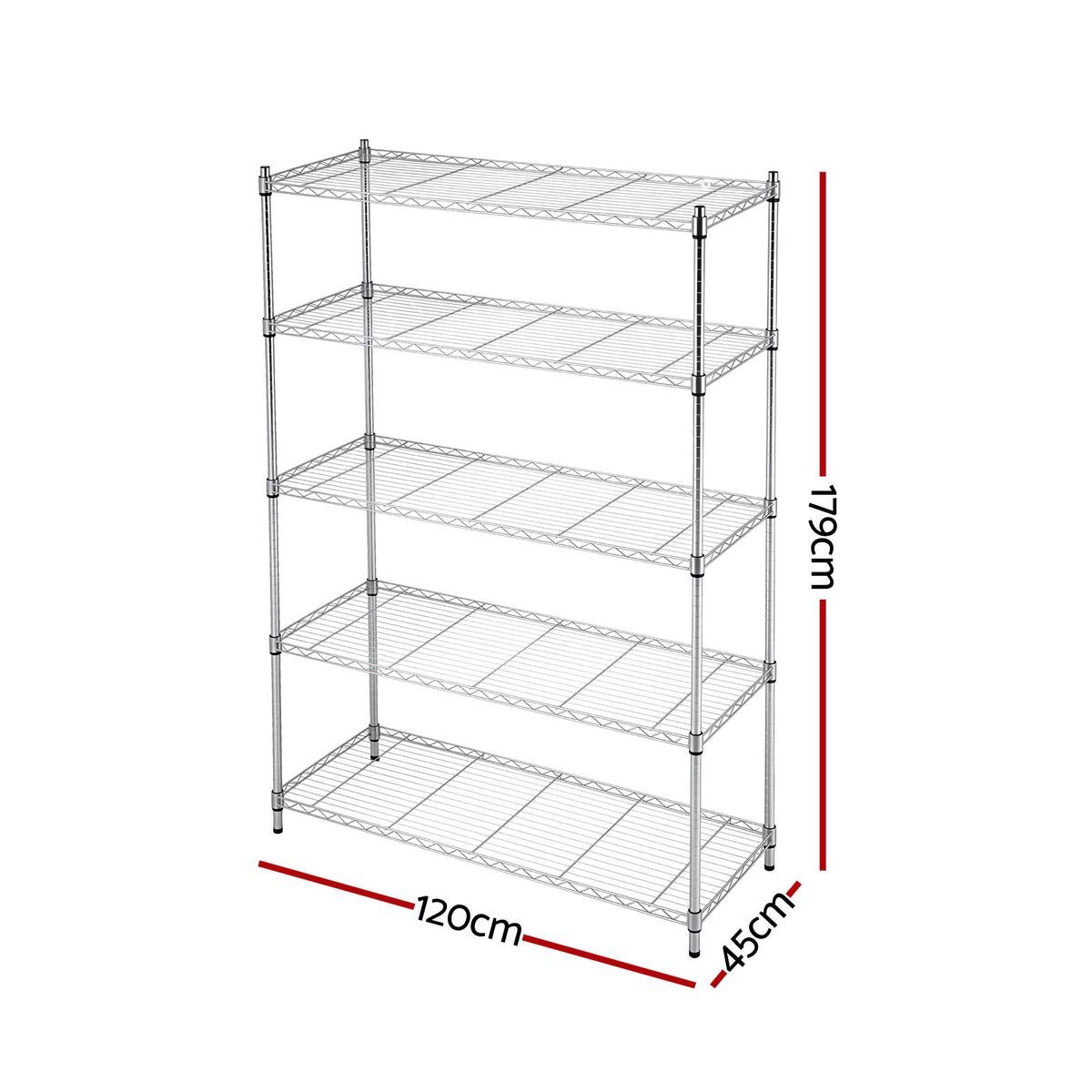 Artiss 5-Tier Kitchen Rack Shelf Shelving 120x45x179CM Adjustable Metal Storage Shelves