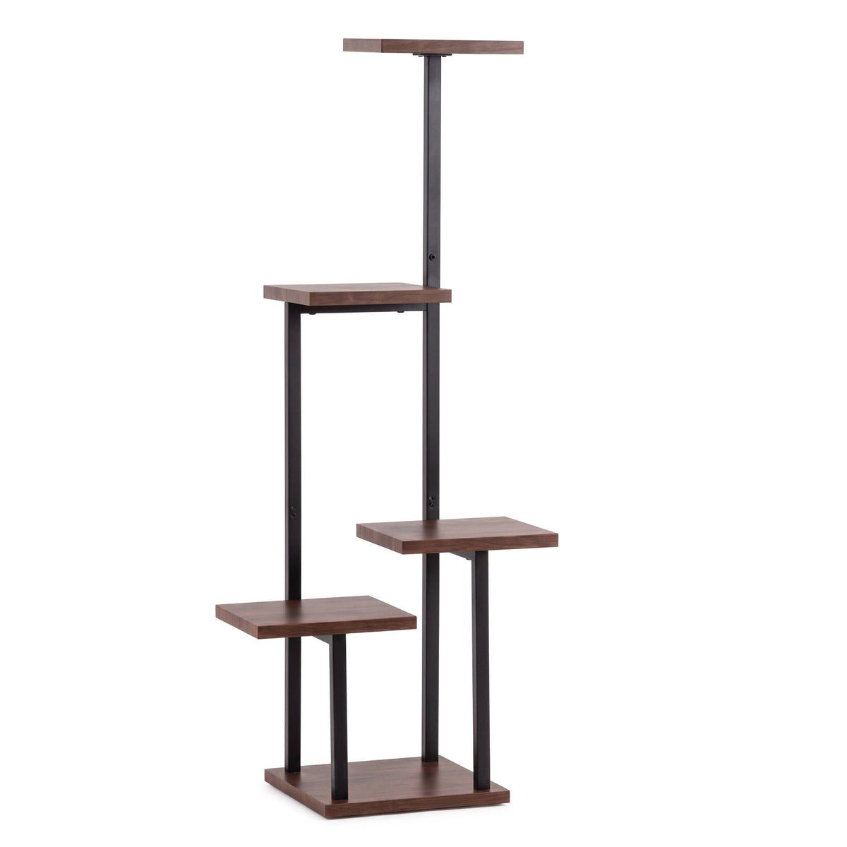 Artiss 5-Tier Plant Stand Indoor Outdoor, Metal & Wood Pot Plant Shelf, Tall Display Rack for Multiple Plants, Tiered Flower Holder for Patio Garden Balcony Living Room Corner Bedroom, Brown