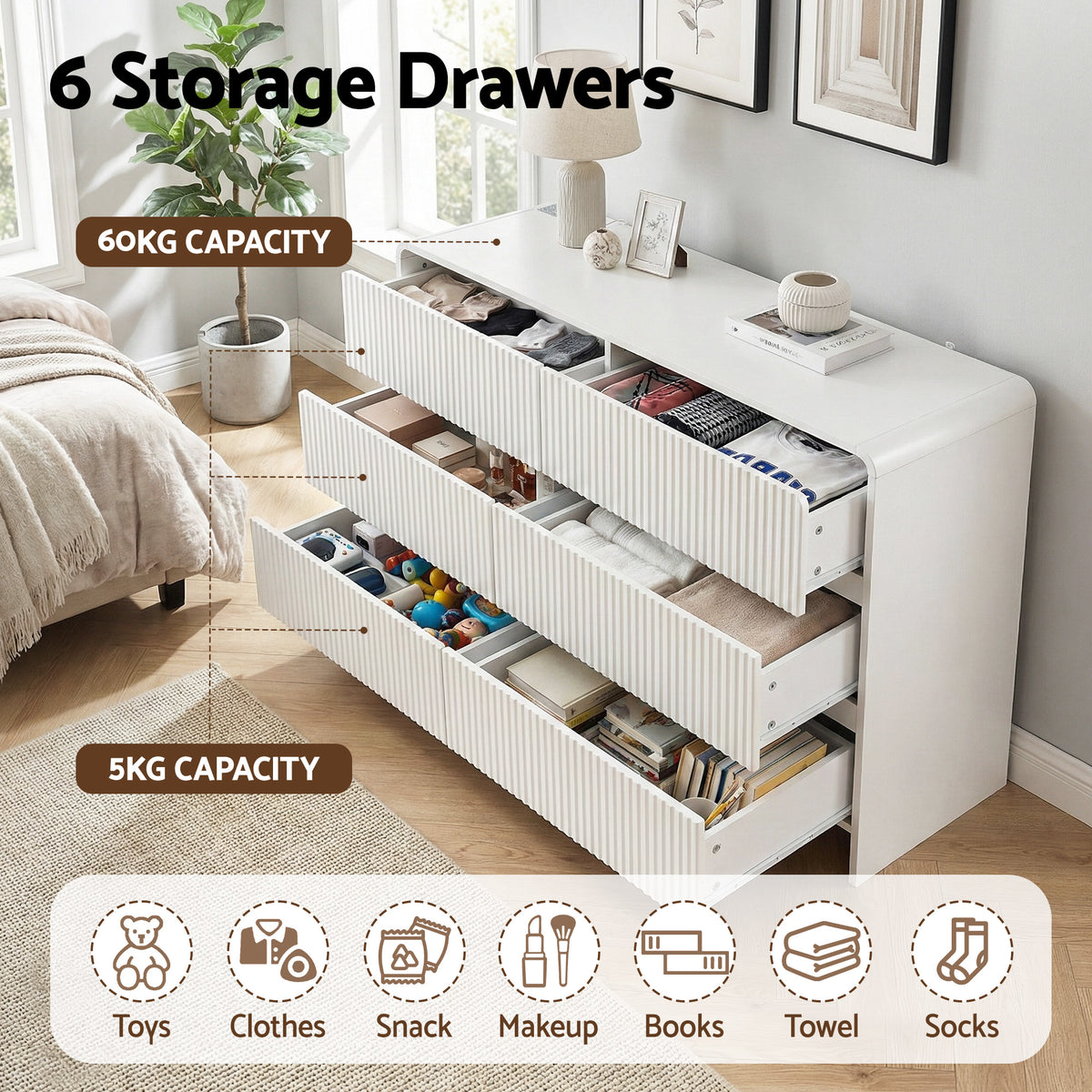 Artiss 6 Chest of Drawers Dresser Cabinet Beige