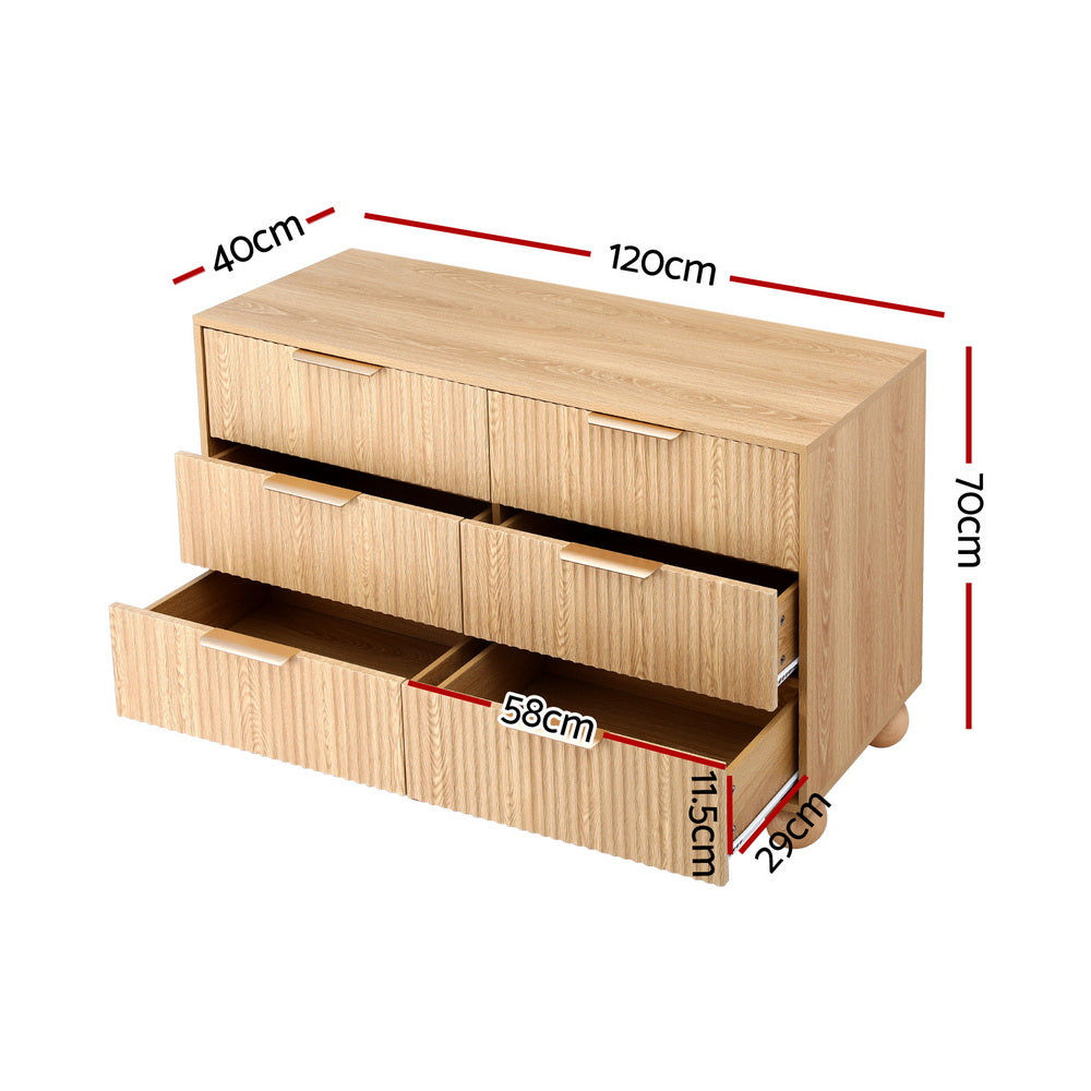 Artiss 6 Chest of Drawers Dresser Tallboy Pine