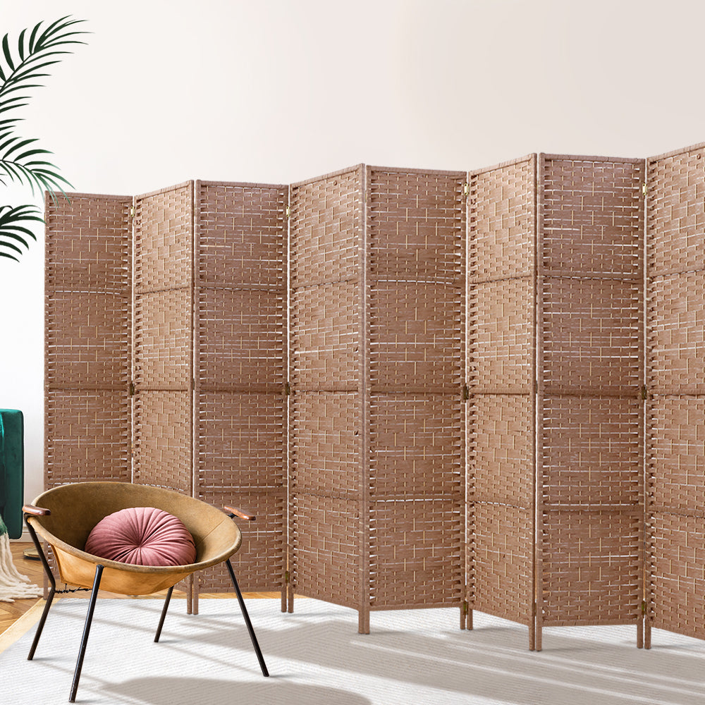 Artiss 8 Panel Room Divider Screen 326x170cm Woven Natural