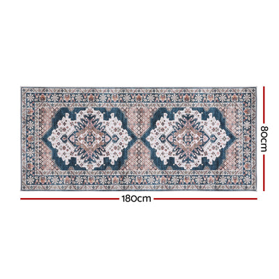 Artiss 80 x 180 cm Washable Runner Area Rug No Hard Glue Quilt-Like Soft for Home Decor, 0.5cm Ultra-Thin Pet Friendly Bohemian Medallion Bedroom Carpet