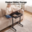 Artiss Adjustable Laptop Desk Mobile Bedside Table Hidden Storage Walnut