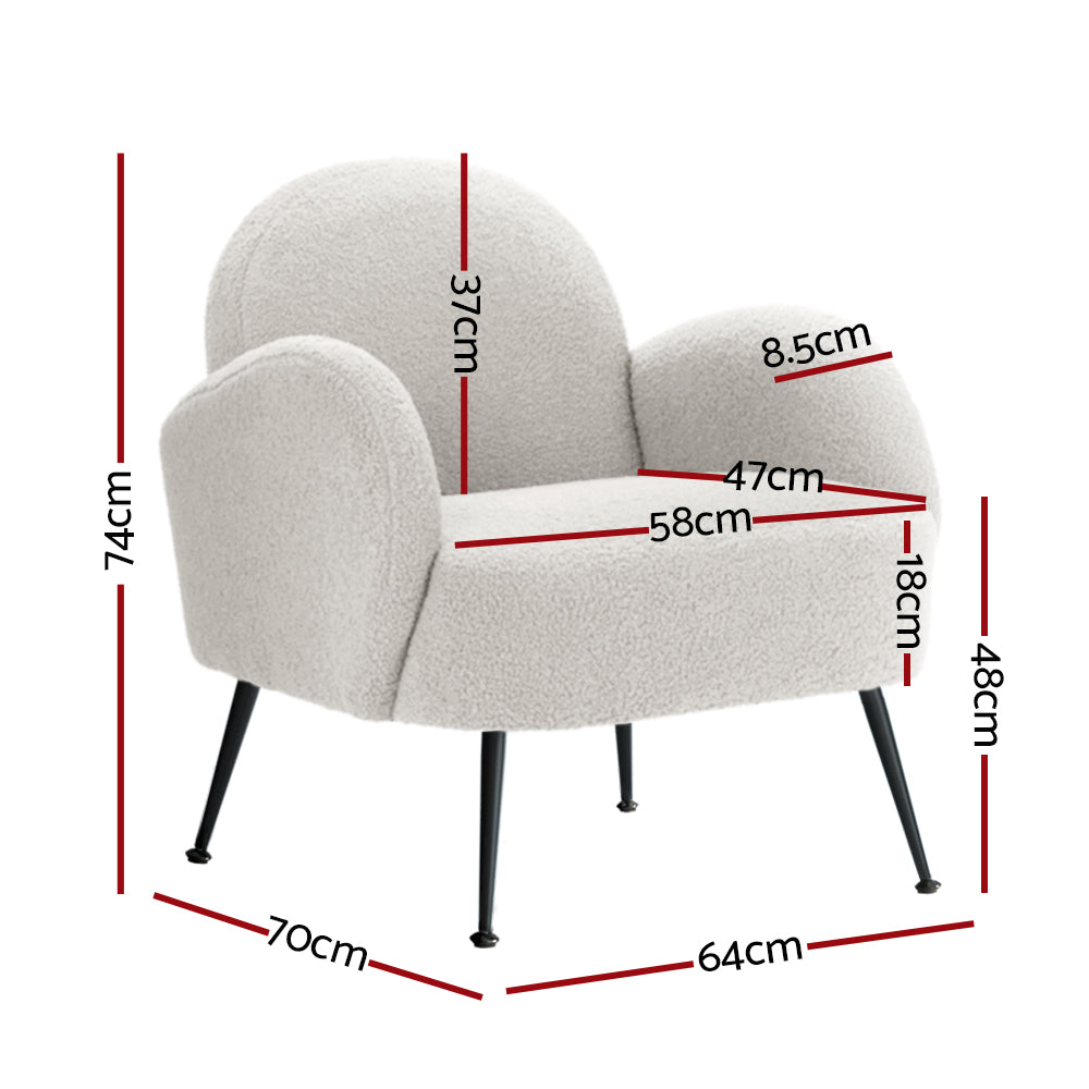 Artiss Armchair Boucle White Hanes