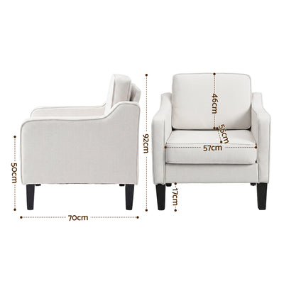 Artiss Armchair Lounge Accent Chair Linen Fabric Beige