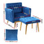 Artiss Armchair Ottoman Accent Chair Pillow Velvet Blue