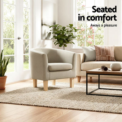 Artiss Armchair Tub Chair Beige Abby