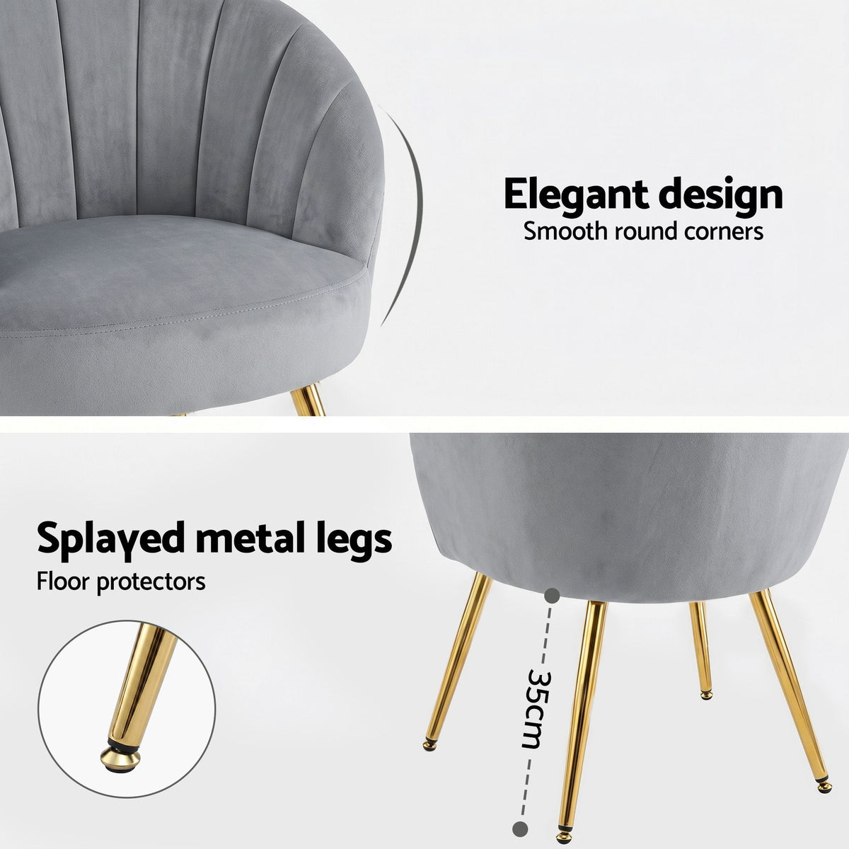 Artiss Armchair Velvet Grey Eloise