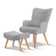 Artiss Armchair and Ottoman - Light Grey