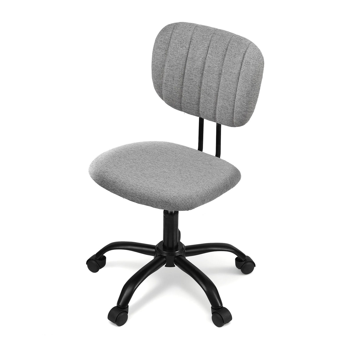 Artiss Armless Office Chair with Wheels, Ergonomic 360° Swivel Home Office Desk Chair, Height Adjustable Computer Task Chair with Fabric Back and Seat for Small Space, Grey