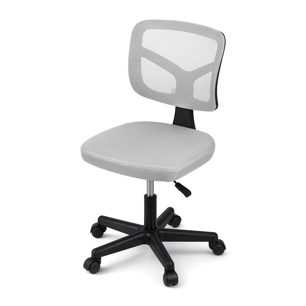 Artiss Armless Office Chair with Wheels, Ergonomic 360° Swivel Home Office Desk Chair, Height Adjustable Computer Task Chair with Fabric Back and Seat for Small Space, Grey