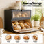 Artiss Bamboo Bread Box 2-Tier Kitchen Countertop Storage 40cm Black