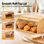 Artiss Bamboo Bread Box Bin Roll Top Kitchen Countertop Storage 45cm Natural