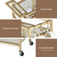 Artiss Bar Cart Drinks Trolley Serving Wine Rack Glass Holder 3 Hooks 72cm Gold