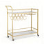 Artiss Bar Cart Drinks Trolley Serving Wine Rack Glass Holder Marble 85cm Gold
