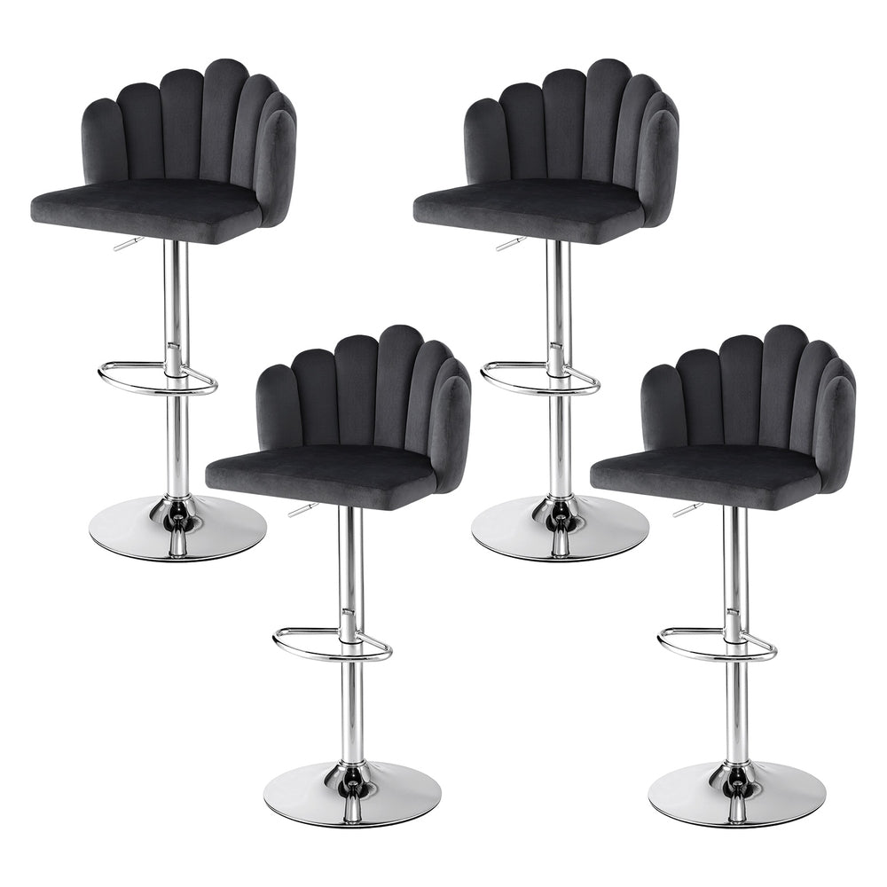 Artiss Bar Stool X4 Kitchen Dining Counter Gaslift Chair Adjustable Velvet Grey