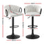 Artiss Bar Stool x2 Kitchen Dining Chair Counter Gaslift Woven Velvet Ivory