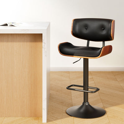 Artiss Bar Stools Gas Lift Leather All Black