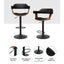 Artiss Bar Stools Gas Lift Leather w/Armrest All Black