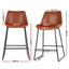 Artiss Bar Stools Kitchen Counter Barstools Leather Metal Chairs Brown x2