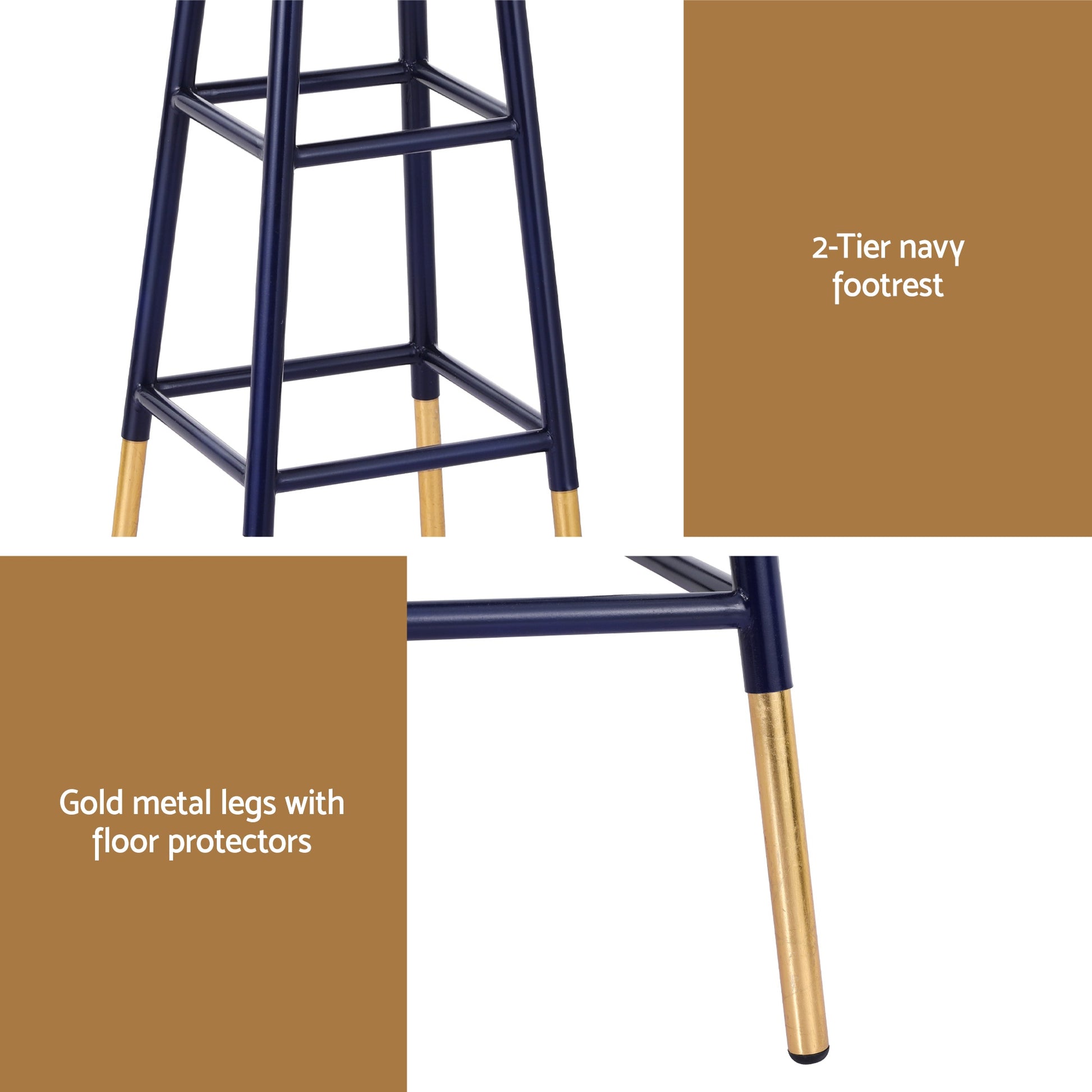Artiss Bar Stools Metal Gold Navy
