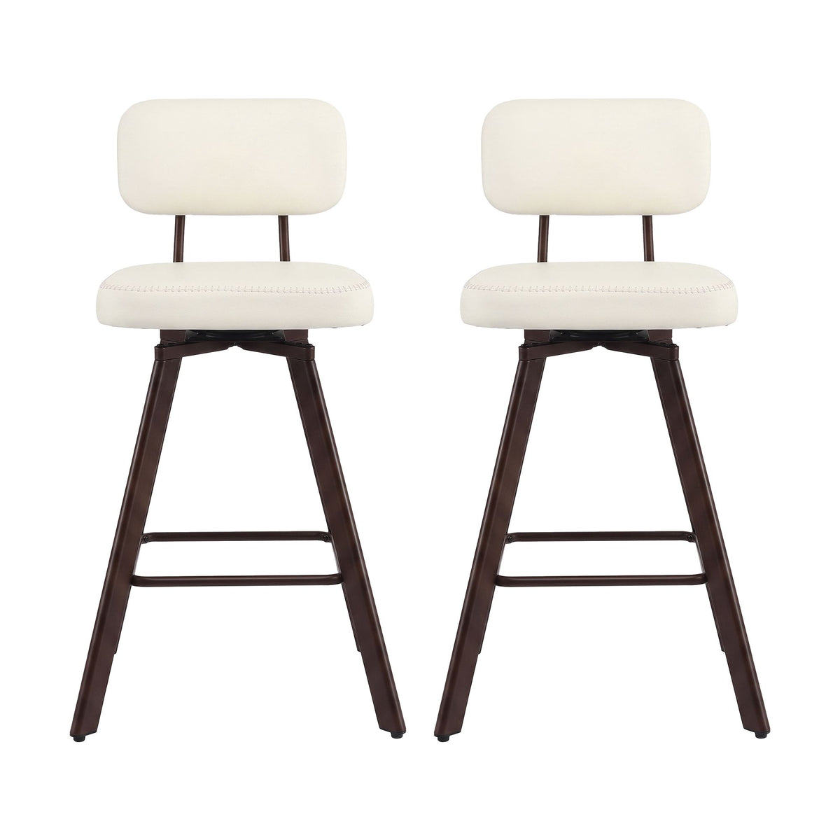Artiss Bar Stools Set of 2 Swivel Counter 68cm Height Stools w/ Padded Backrest Beige
