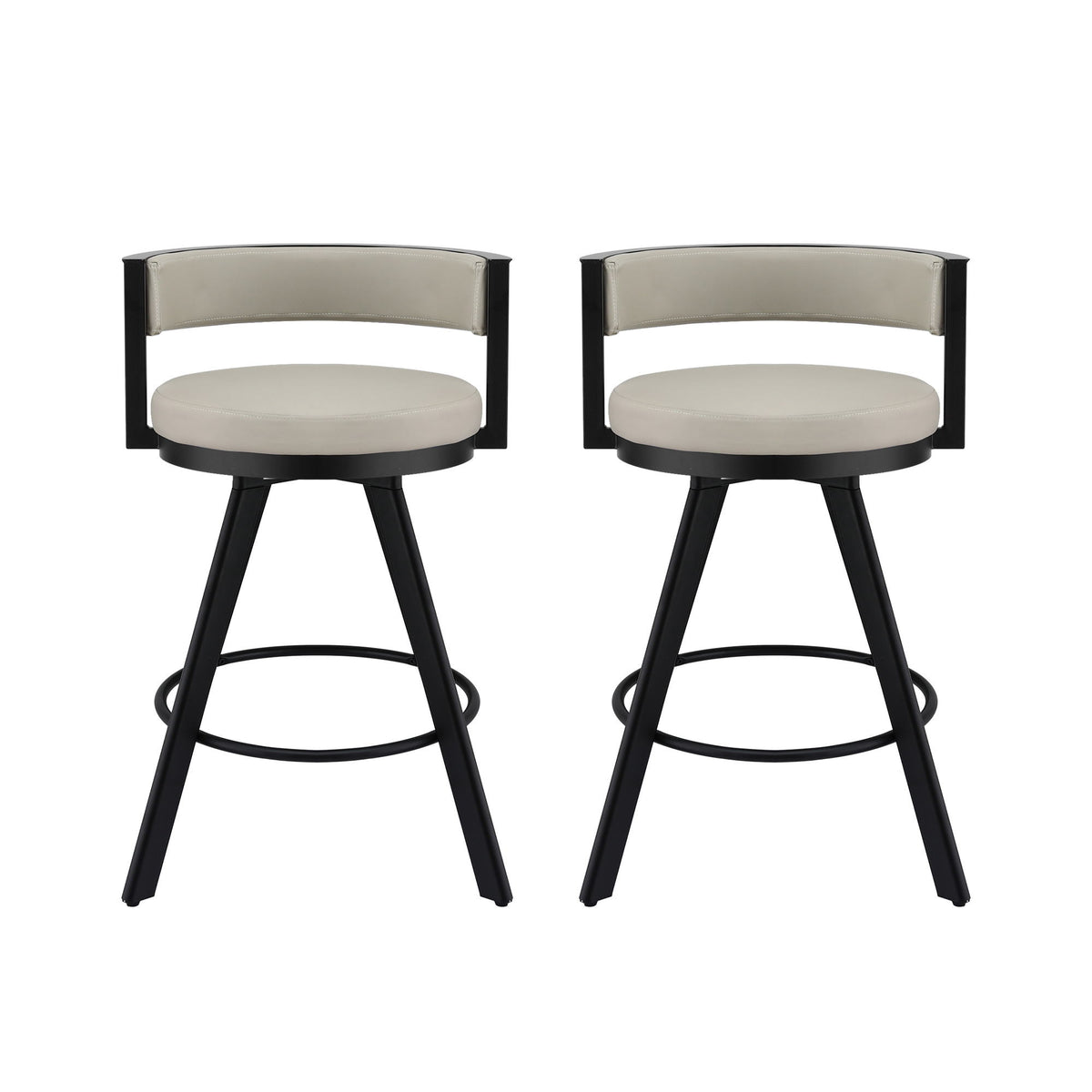Artiss Bar Stools Set of 2 Swivel Kitchen Chair Metal Counter Beige Leather