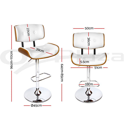 Artiss Bar Stools X3 Kitchen Counter Chair Gas Lift Swivel PU Cherry White