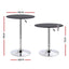 Artiss Bar Table Round Swivel Height Adjustable 62cm Modern PVC Leather Black