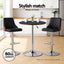 Artiss Bar Table Round Swivel Height Adjustable 62cm Modern PVC Leather Black