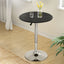 Artiss Bar Table Round Swivel Height Adjustable 62cm Modern PVC Leather Black