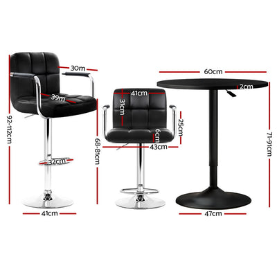 Artiss Bar Table and Stools Set Dining Desk Kitchen Chairs Cafe Pub