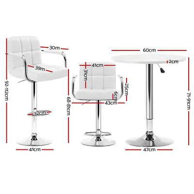 Artiss Bar Table and Stools Set Dining Desk Kitchen Chairs Cafe Pub