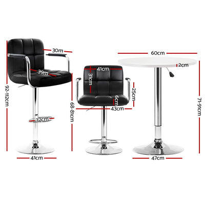 Artiss Bar Table and Stools Set Dining Desk Kitchen Chairs Cafe Pub