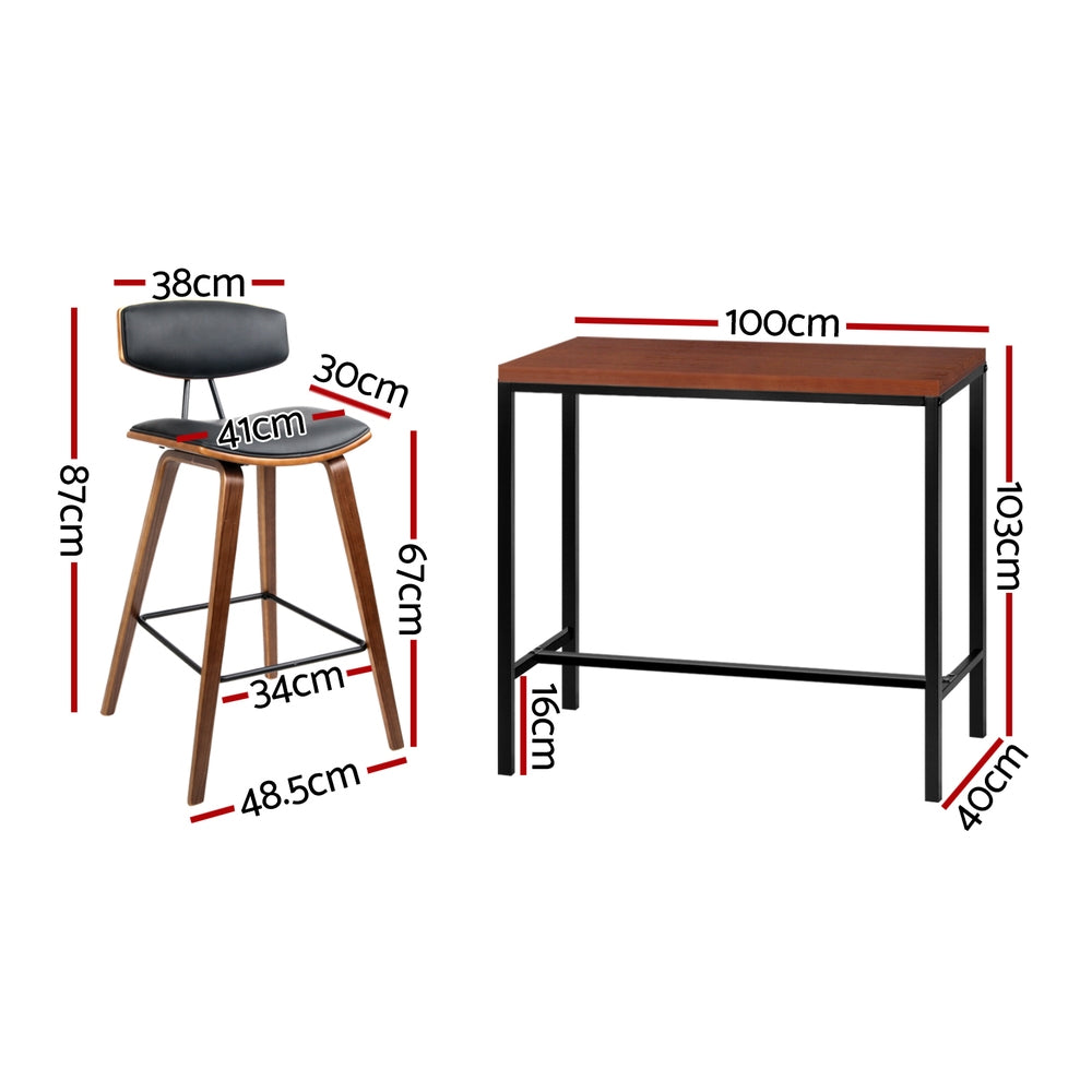 Artiss Bar Table and Stools Set Dining Desk Kitchen Chairs Cafe Pub