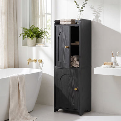 Artiss Bathroom Storage Cabinet Freestanding Cupboard Narrow Floor Shelf Black
