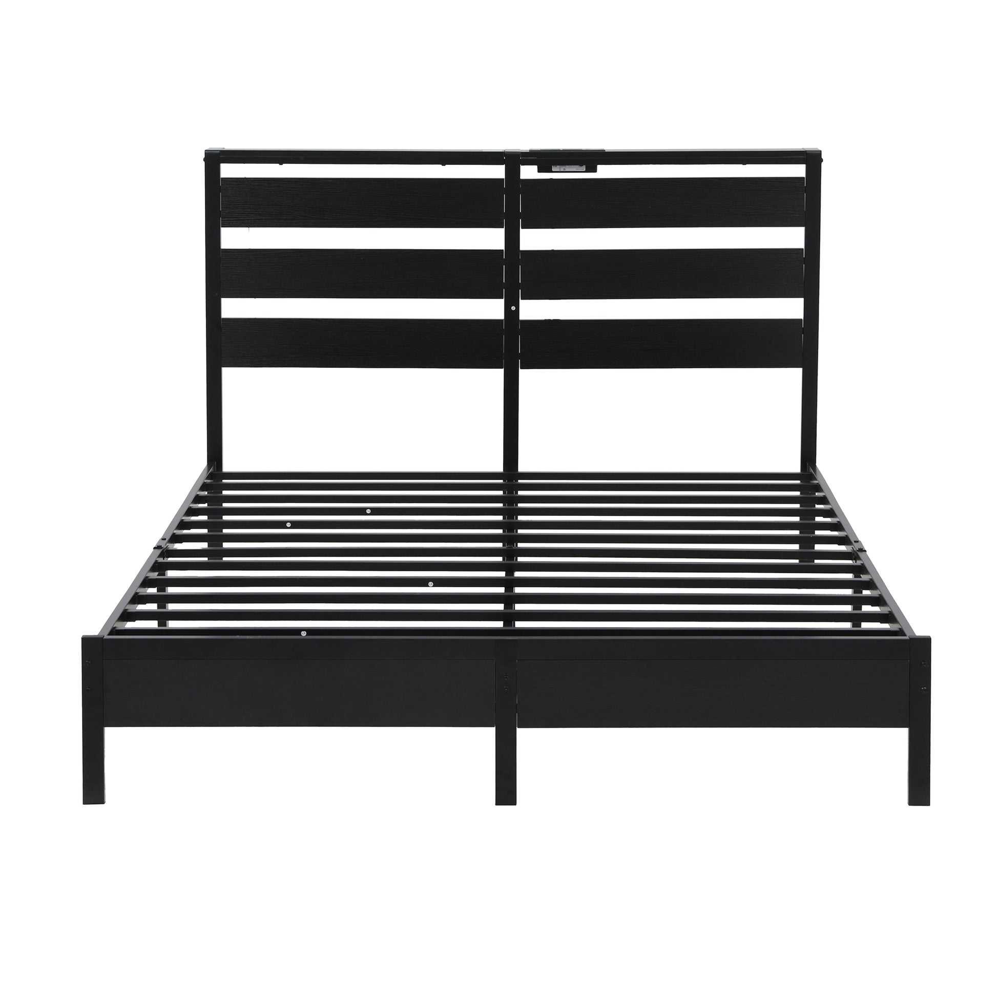 Artiss Bed Frame Double Size LED Metal Bed Base with Charging Station