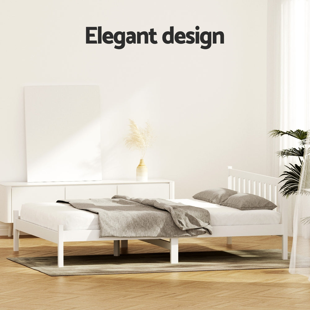 Artiss Bed Frame Double Size Wooden White SOFIE