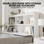 Artiss Bed Frame Double Size Wooden with 3 Shelves Bed Head White