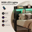 Artiss Bed Frame Double with Charging Station Storage Organizer Drawers LED ZAC