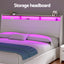 Artiss Bed Frame Gas Lift LED Beds Base Platform White PVC Leather Storage Headboard - King