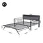 Artiss Bed Frame King Single LED Metal Trundle Daybed with Charging Station TURN
