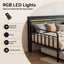 Artiss Bed Frame King Single LED Metal Trundle Daybed with Charging Station TURN