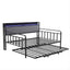 Artiss Bed Frame King Single LED Metal Trundle Daybed with Charging Station TURN