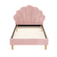 Artiss Bed Frame King Single Size Scallop-Shape Bedhead Beds Base Pink Velvet Fabric