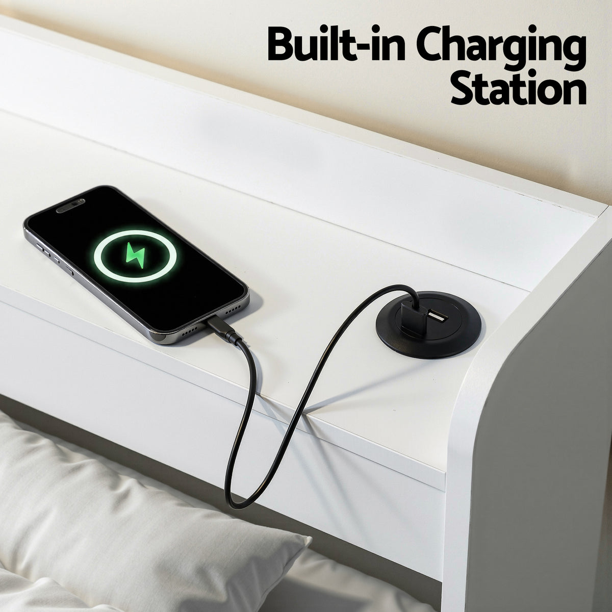 Artiss Bed Frame King Single Size with Charging Ports and 2 Drawers AURA