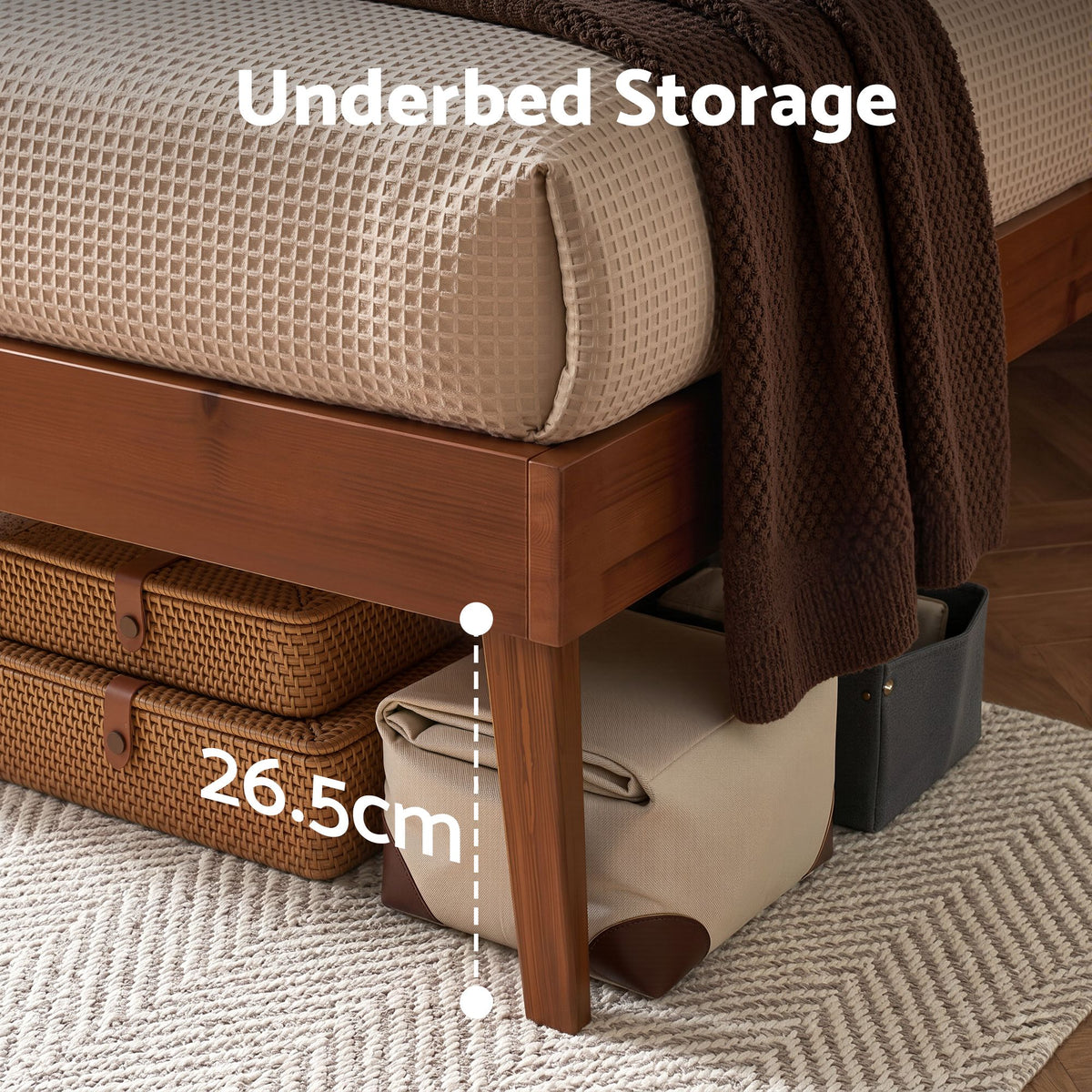 Artiss Bed Frame Single Size Wooden Bed Base Walnut SPLAY